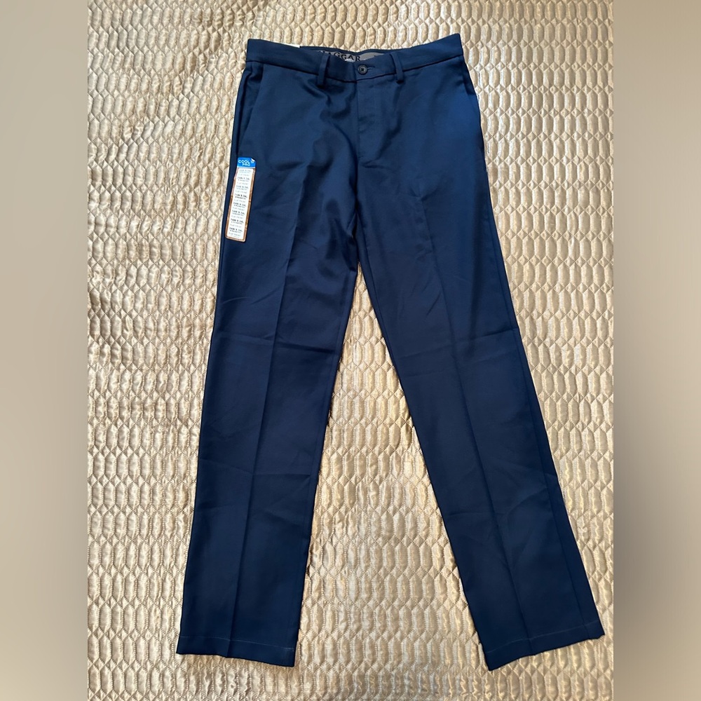 Haggar Pants Men's Straight Fit 34x34 Flat Front Navy Cool 18 Pro Casual Comfort